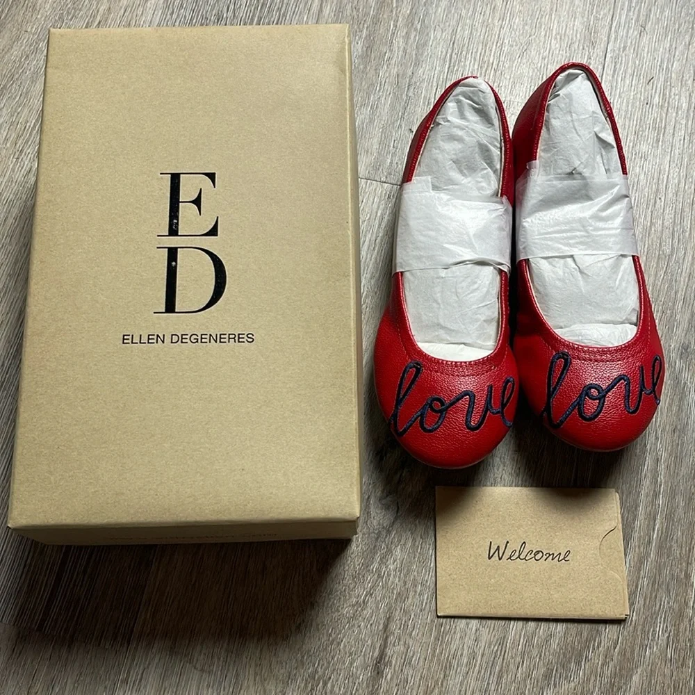 ED Ellen Degeneres Red Ballet Flats Size 13 Medium